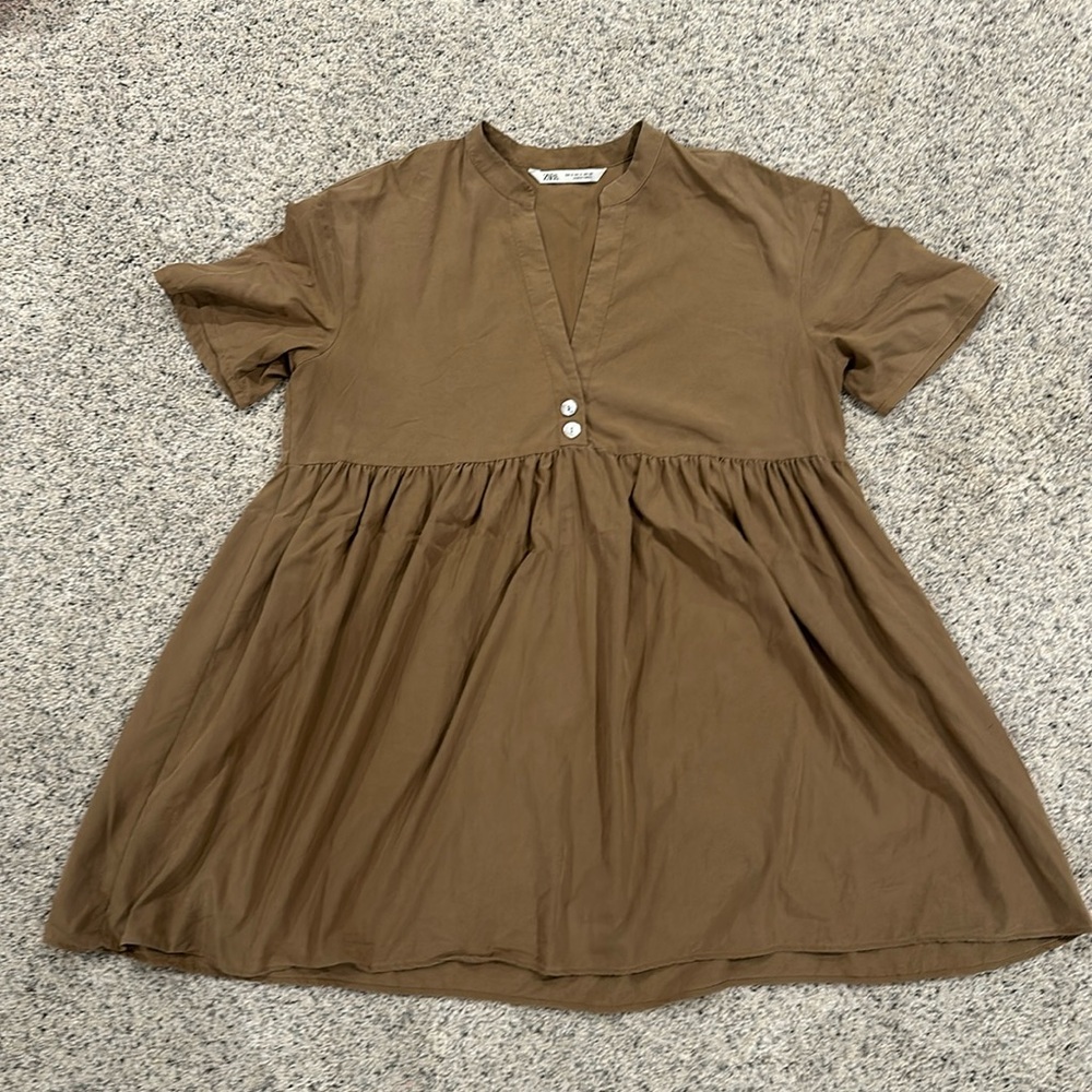 Zara tan mandarin color babydoll tunic
